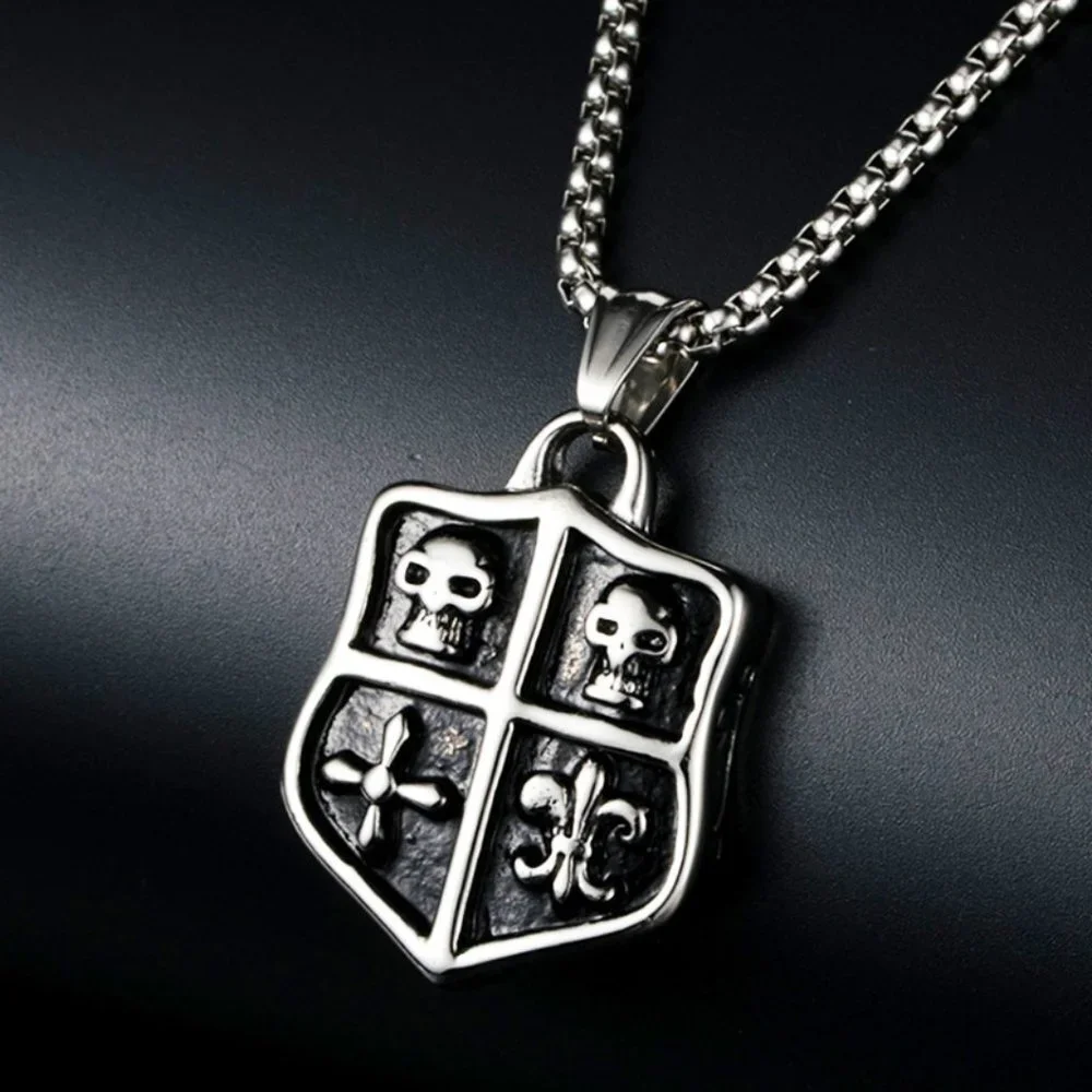 ❤️Stainless steel punk skull pendant necklace for women/men, N90201P181